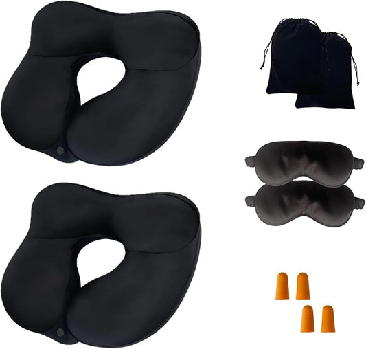 Inflatable Travel Pillow for Airplane Sleeping-Blow Up Neck Pillow with Soft Velvet Cover-Portable Size Fits Air Travel Lo...