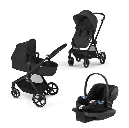 Cybex EOS 5-in-1 Travel System Stroller + Lightweight Aton G Infant Car Seat, Moon Black