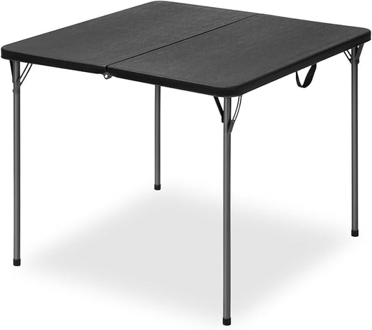 34" Square Folding Table for 4 Person, 330lbs Weight Capacity Foldable Table with HDPE Tabletop & Heavy-Duty Steel Legs, L...