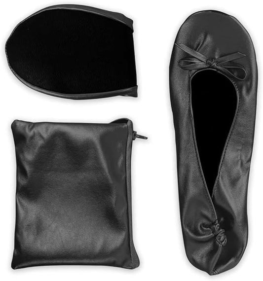 Stylish Foldable Ballet Flats for Women Portable Roll Up Travel Shoes for Wedding Bridesmaid Includes Carrying Pouch