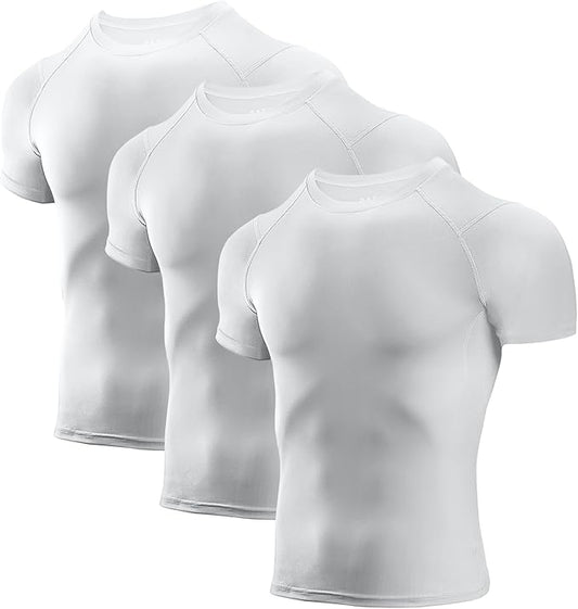 Niksa Men's Compression Shirts 3/5 Pack,Short Sleeve Athletic Compression Tops Cool Dry Workout T Shirt