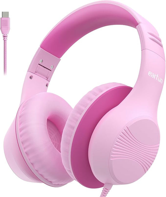 EarFun K3 Kids Headphones, USB Type C Over Ear Headphones for Kids, Volume Limit, HD Stereo Sound, Comfortable Fit, Foldab...