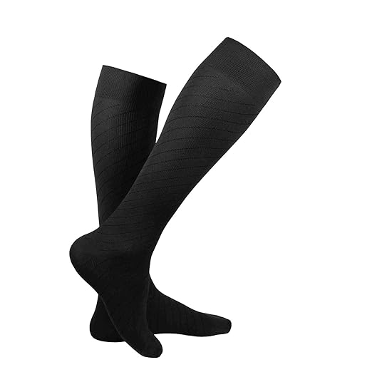 Truform Travel Compression Socks for Men and Women, 15-20 Knee High Over Calf Length, Black, Large