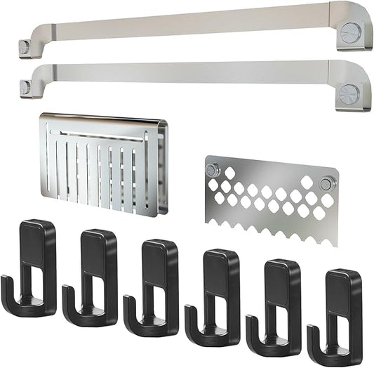 Magnetic Grease Gate Set, Grill Tool Holder Combo Grease Guard and Magnetic Hooks, Stainless Steel Flat Top Griddle Access...