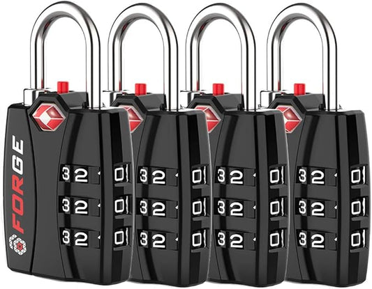 Forge TSA Luggage Combination Lock - Open Alert Indicator, Easy Read Dials, Alloy Body- Ideal for Travel, Lockers, Bags (B...