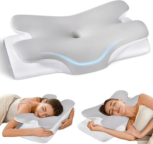 Cervical Neck Pillow for Pain Relief -Ergonomic Side Sleeper Pillow for Sleeping, Contour Memory Foam Pillows for Neck Sup...