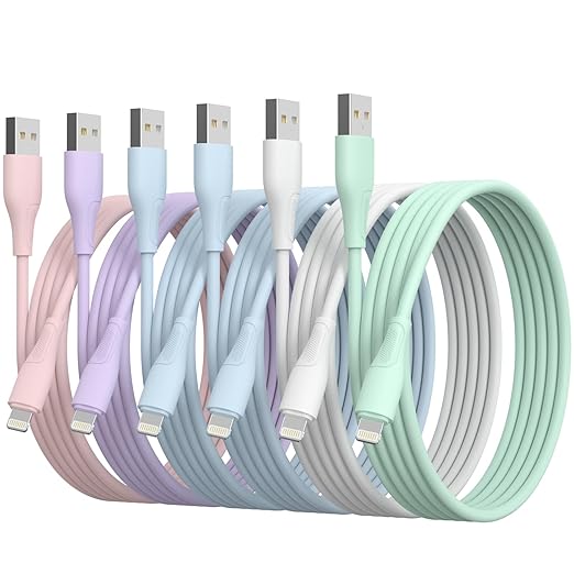 6Pack(3/3/6/6/6/10 FT) Original [Apple MFi Certified] iPhone Charger Fast Charging Lightning Cable iPhone Charger Cord Com...