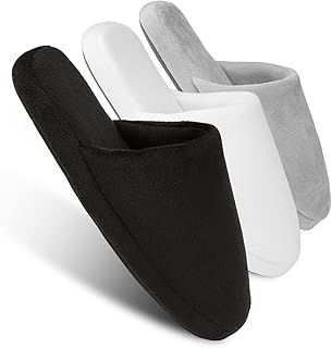 3-Pair Luxury Spa Slippers - Cotton Memory Foam Non-slip Closed Toe Washable Slippers for Hotel,Guest,Travel,Bride,Women a...