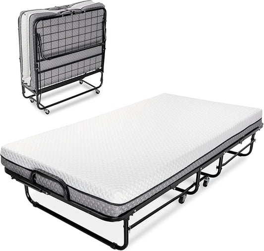 Milliard Deluxe Diplomat Folding Bed with Mattress for Adults, Twin Size, Portable Foldable Bed with Luxurious Memory Foam...