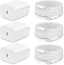 CXX iPhone 17/16/15 Fast Charger [3-Pack] 20W USB C Wall Charger with 6FT C-to-C Cable Compatible with iPhone 17/16/15 Ser...