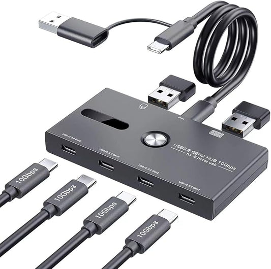 10Gbps USB C Hub, 6 Ports USB C Splitter, Type-C and USB 3.2 to USB C Hub for PC, Laptop, MacBook Pro/Air, iMac, Surface P...