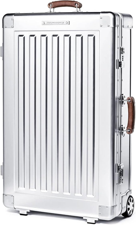 Sterling Pacific - 80L Check In Travel Case – Full Aluminum Luggage, Italian Leather Handles