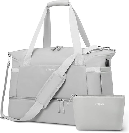 ETRONIK Gym Bag for Women, Personal Item Travel Bag with Shoes Compartment, Weekender Overnight Duffel Bag with Wet Pocket...