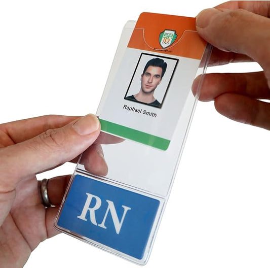 RN BadgeBottom Vertical Badge Buddy & ID Holder Combo - Heavy Duty 2 in 1 Badge Bottom I’D Protector Nursing Accessories -...