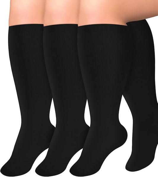 Diu Life 3 Pairs Plus Size Compression Socks for Women and Men Wide Calf Extra Knee High Support for Circulation