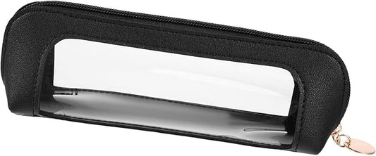 Psyqtsuary Clear Makeup Bag, PU Leather Mini Makeup Pouch Portable Makeup Brush Case Transparent Waterproof Cosmetic Organ...