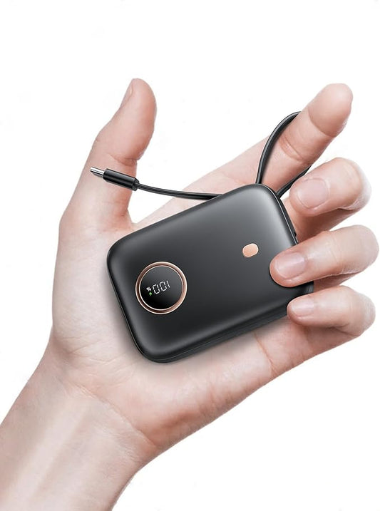 Power Bank Fast Charging, Small 22.5W 10000mAh USBC Portable Charger with Built-in USB-C Cable, Mini Battery Pack Essentia...