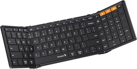 ProtoArc Foldable Bluetooth Keyboard, XK01 Full-Size Portable Wireless Keyboard for Travel, 105 Keys, 0.65" Keycaps, Mult...
