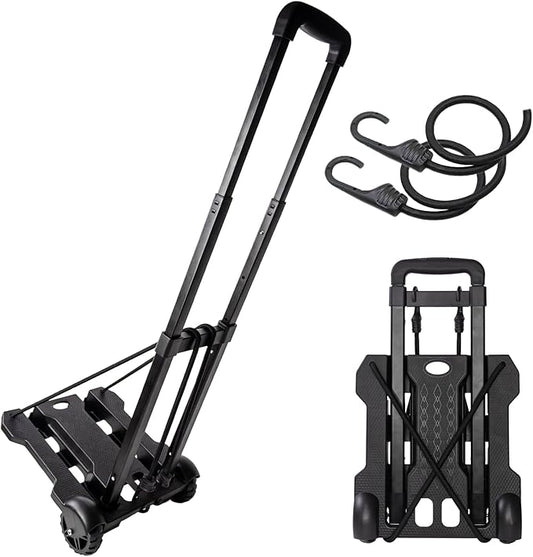 Portable Folding Luggage Cart for Travel and Office Use - Heavy Duty Hand Truck for Backpacks, Moving, and Shopping with 2...