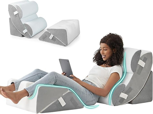 Hansleep 6PCS Orthopedic Bed Wedge Pillow for Sleeping, Adjustable Post Surgery Pillow Set for Body, Back and Leg Pain Rel...