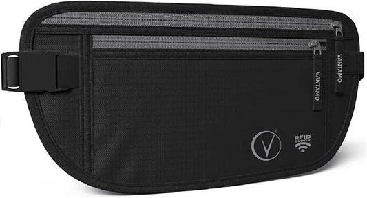 Vantamo Money Belt with RFID For Men & Women, Hidden Passport Holder for Travel, 2 Compartment Travel Fanny Pack for Women...