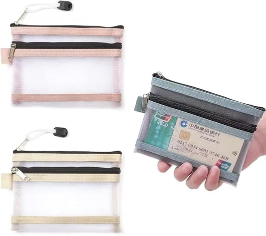 YehVeh 3 Pack Travel Document Organizer Case with Dual Zipper Card Pouch Mesh Small Travel Pouch Passport Holder Passport ...