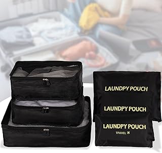 Packing Cubes 6 Set Luggage Packing Organizers for Travel Accessories Suitcase Organizers Travel Essentials (Black)