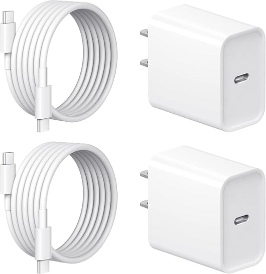 iPhone 17 16 15 Charger Fast Charging 2+2Pack 20W USB C Wall Charger with 6FT Fast Charging Cable Compatible with iPhone 1...