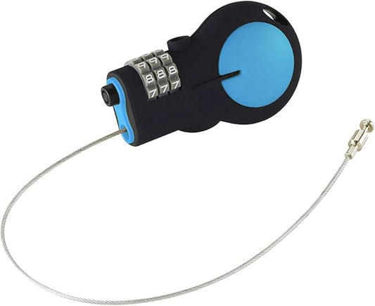 Lewis N. Clark TSA Approved Padlock & Bike Lock for Luggage + Travel, Set Your Combo w/30in Retractable Steel Cable, Blue