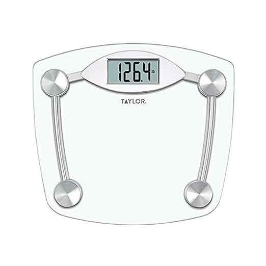 Taylor Digital Bathroom Scale, Body Weight Scale, Instant On and Off, 400 lb Capacity, Sturdy Clear Glass with Chrome-Fini...