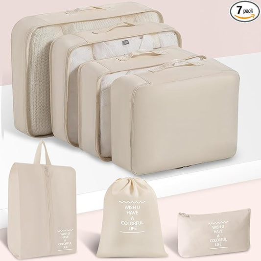 Packing Cubes 7 Set Travel Essentials for Carry on Luggage Organizers Bag Packing Cubes for Suitcases Travel Accessories()
