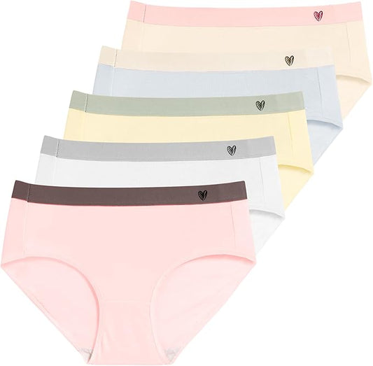 FIRITHYC 5-Pack Teen Girls Cotton Underwear Briefs | Soft Comfy Panties Briefs Everyday Solid Color Multipack