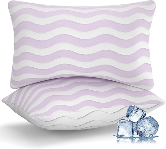 Auranta Pillows Queen Size Set of 2 - Cooling Shredded Memory Foam Bed Pillows for Sleeping, Adjustable Loft for Side, Bac...