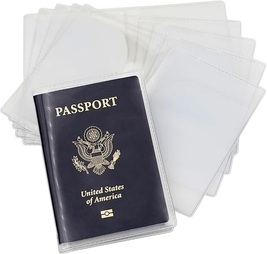 Pack of 6 Clear Passport Cover, Clear Passport Case with Travel Document & Credit Card Organizer, Waterproof Passport Hold...