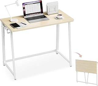 POLWKZU Folding Desk Small Foldable Desk for Small Space, 31.5 Inches Writing Computer Desks in Study, Home Office Foldabl...
