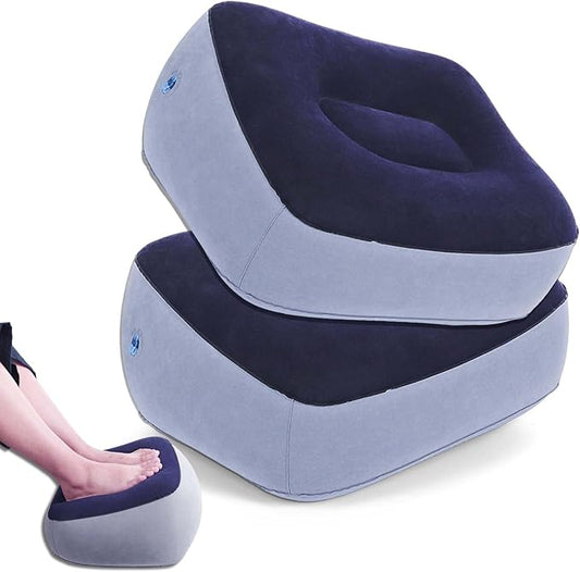 Inflatable Foot Rest for Travel - Adjustable Height Leg Pillow for Airplane & Car, Portable Foot Stool for Kids & Adults （...