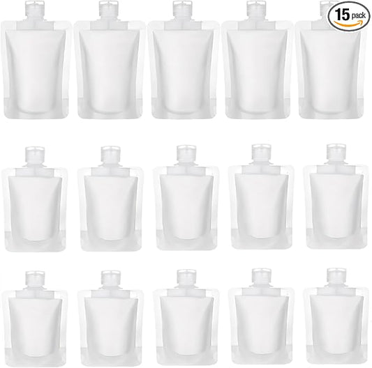 TUZAZO 15 Pack Travel Pouches for Toiletries, TSA Approved Travel Size Container, Refillable Empty Small Stand Up Travel P...