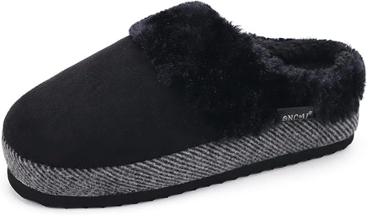 ONCAI Womam Slippers with Cushion Yoga Mat Faux Fur Lining Fuzzy Suede Warm Winter House Slippers Shoes Ladies Indoor and ...
