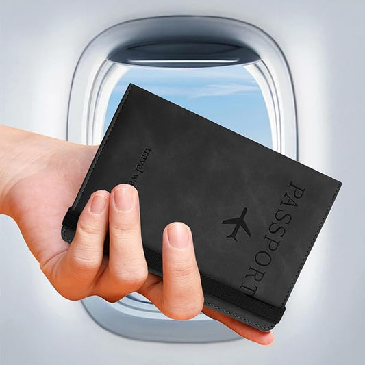 RFID Passport Holder - Slim Travel Wallet with RFID Protection - Leather Passport Case for Travel Documents, Cards and Pas...