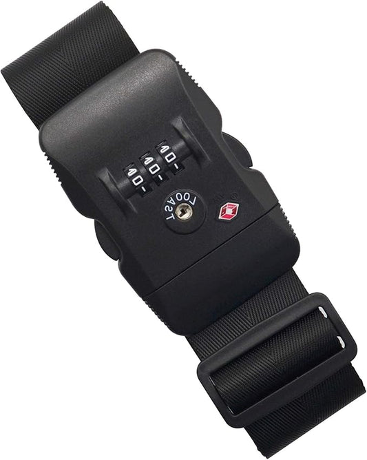 Heavy Duty Luggage Straps TSA Approved with Combination Lock Adjustable Travel Belt for Suitcases (Black)