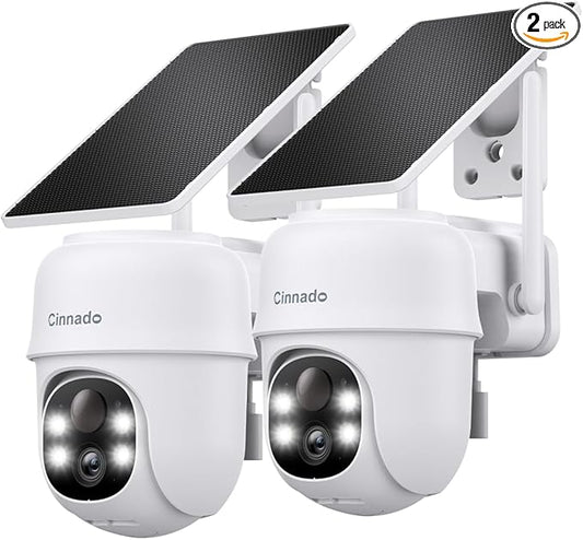 2K Cameras for Home Security-2.4G WiFi Outdoor Camera Wireless Solar/Battery Powered with solar panel, 360° Viewing, AI Hu...