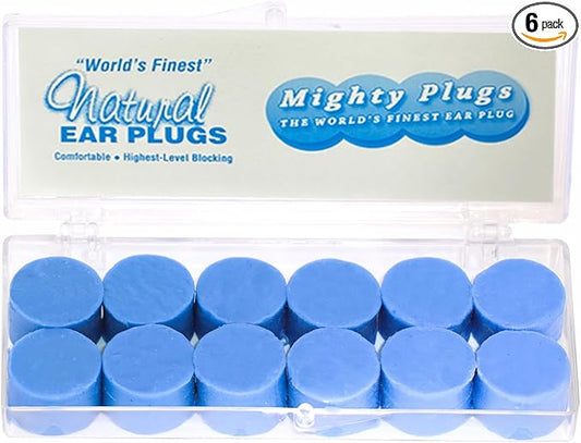 Mighty Plugs Pure Beeswax Earplugs – NRR 34 Noise Cancelling Ear Plugs for Sleeping, Snoring, Swimming & Loud Noise (6 Pairs)