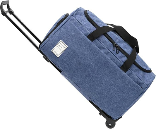 Rolling Duffle Bag with Wheels, 45L 22” Folding Travel Duffel Bag Soft-Sided with 2 Wheels, Waterproof Carry-On Large Trav...