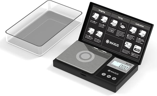 MAXUS Digital Pocket Gram Scale 500g x 0.01g High Precision with Tray, Weighs Small Food, Jewelry, Ounces, Grains, LCD Dis...