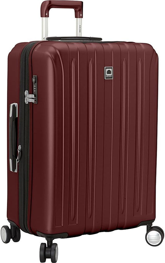 DELSEY PARIS Titanium Hardside Expandable Luggage with Spinner Wheels Checked Luggage, Black Cherry Red, Checked-Medium 25...