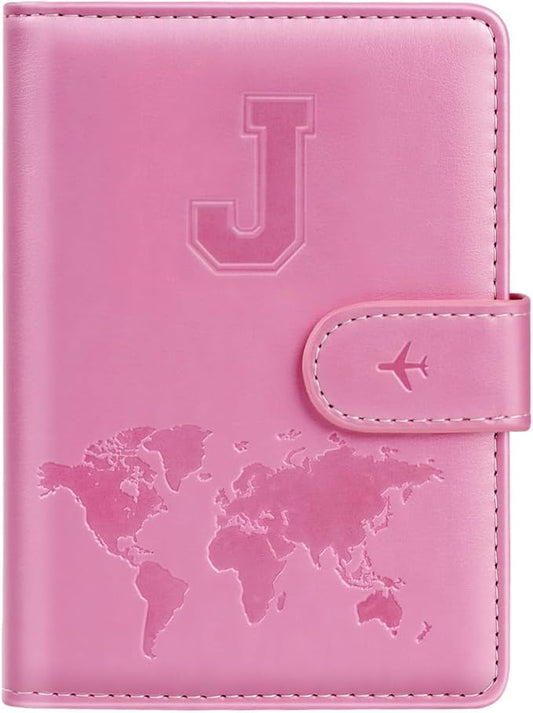 Passport Holder Cover Initail Letter A-Z Travel Wallet Embossed Design RFID Blocking Card Holder Personalized Gift Passpor...