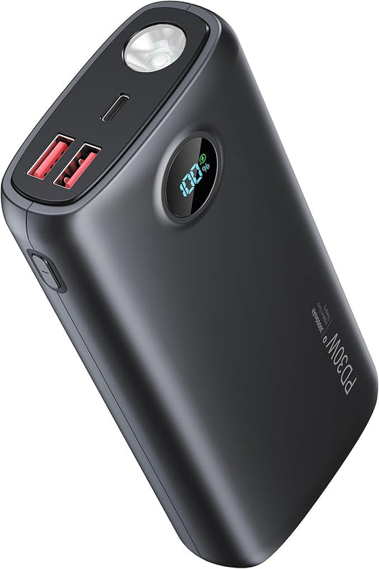 Portable Charger, 30000mAh Power Bank 30W USB C Fast Charging, Travel Essentials Battery Pack with 3W Flashlight & LED Dis...