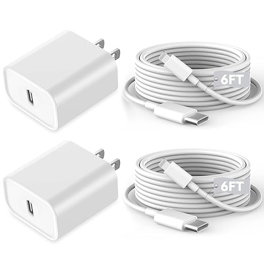Fast iPhone Charger, iPhone Charger Fast Charging 2Pack Quick Chargers 6ft Long USB C to Lightning Cable Quick Charging Co...