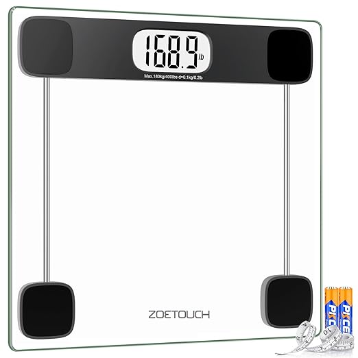 ZOETOUCH Scale for Body Weight, Accurate Bathroom Scales, Digital Weighing Machine for People, 400lb Capacity, LCD Displa...