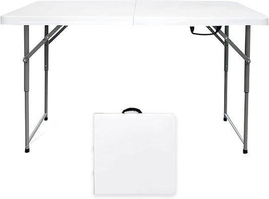 Go-Trio Folding Table 4/6/8 Foot, Foldable Table Adjustable Height Card Table, Indoor Outdoor Small Desk, Portable Plastic...